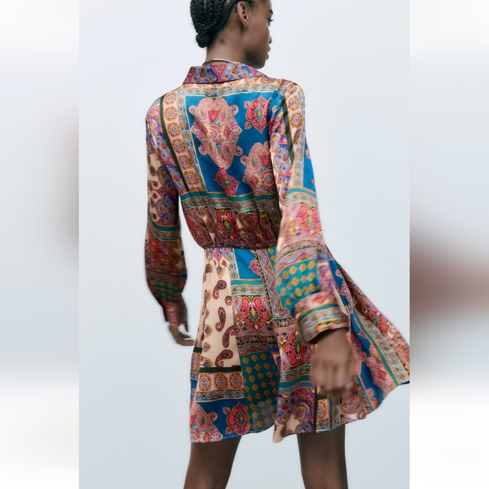 🏵️ PATCHWORK PRINT DRESS MULTICOLORED - Picture 5 of 5